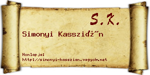 Simonyi Kasszián névjegykártya